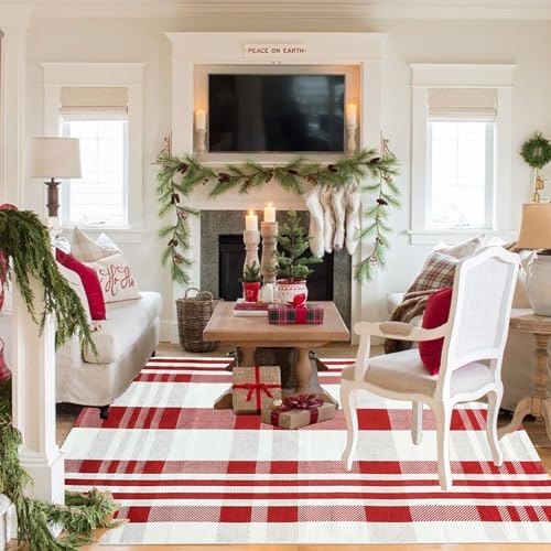 Christmas Plaid Outdoor Rug, Layering Rug by BOTTA