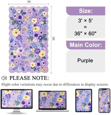 DUKINO 3x5 Area Rugs, Non Slip Floral Washable Rug - Image 2