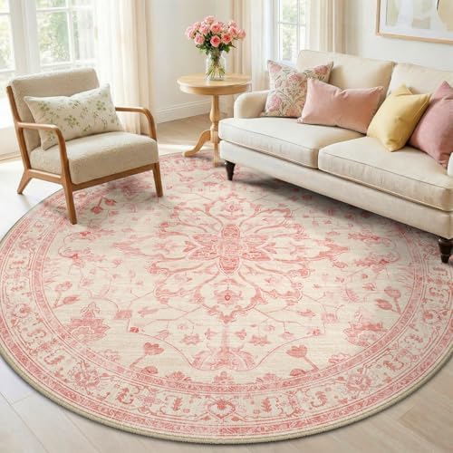 RELEANY Washable Area Rug, Round 6ft by RELEANY