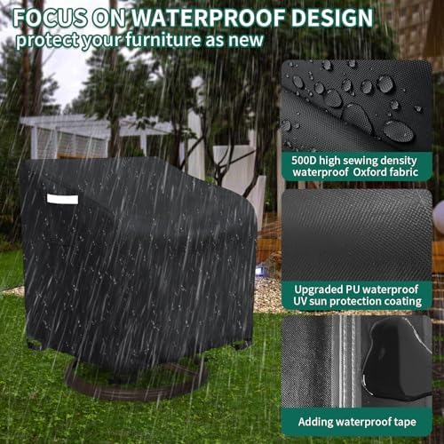AKEfit Outdoor Swivel Lounge Chair Cover 2 Pack, Heavy Duty Waterproof Patio - Image 5