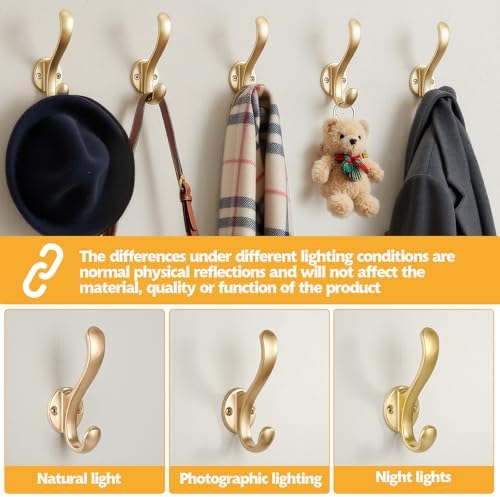 8 Pack Coat Hooks Wall Mount Heavy Duty Utility Retro Double Hooks - Image 2