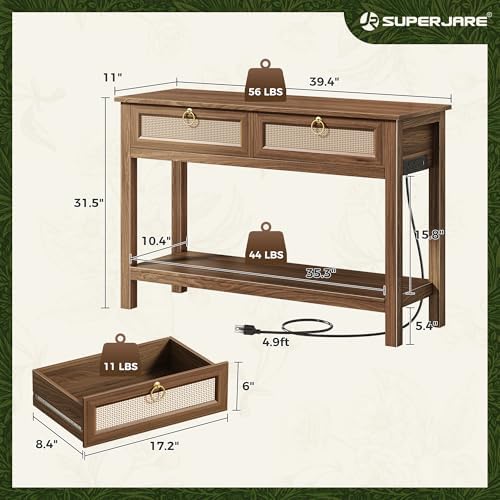 SUPERJARE Rattan Console Sofa Table - Image 2