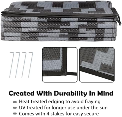 SAND MINE Waterproof Outdoor Rug 9x12 ft, Plastic Reversible Rug, Modern Area - Image 4