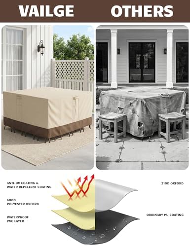 Vailge Patio Outdoor Furniture Covers Waterproof, Square Outdoor Table Cover - Image 5