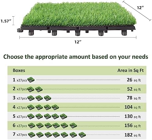 PrimeZone 162 Packs Interlocking Artificial Grass Tiles - Image 2