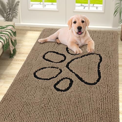 Smiry Dog Door Mat for Muddy Paws, Absorbent Non Slip Dirt Trapper by Smiry