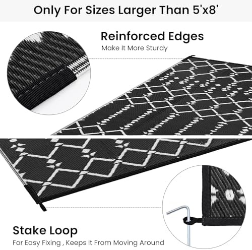 Smiry Outdoor Rug 8x10 ft Waterproof Reversible Boho Mat - Image 4