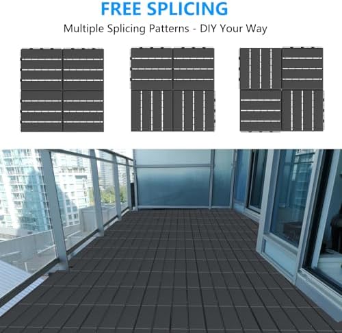 12"x12" Deck Tiles, 36 Pack Interlocking Patio Flooring, Dark Grey - Image 3