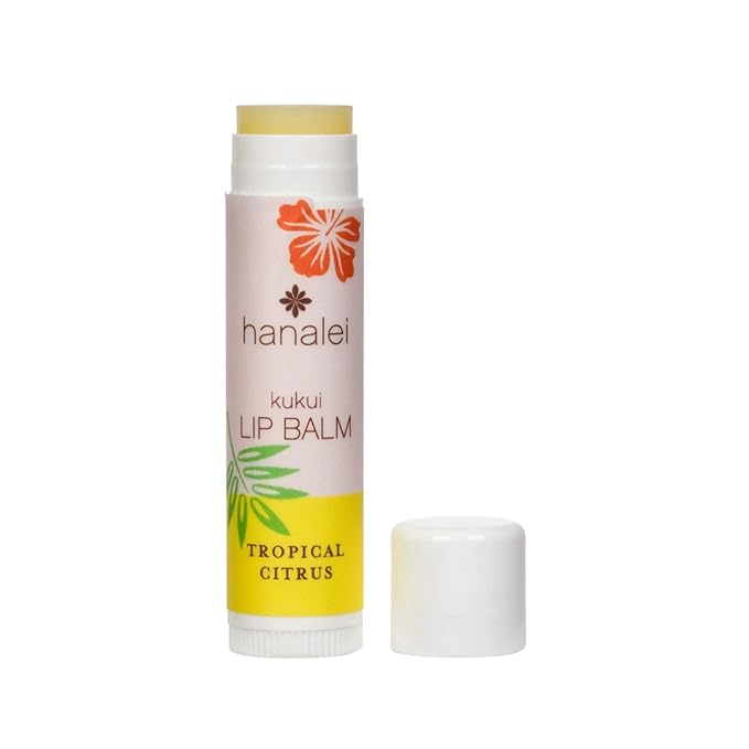 Hanalei Lip Balm and Moisturizer - Natural Kukui Oil and Beeswax Lip Moisturizer to Hydrate and Replenish Dry, Chapped Lips - Made in USA - Tropical Citrus