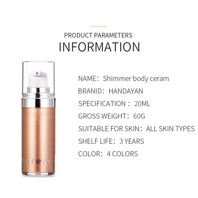 Body Face Luminizer Highlighter Cream Spray Liquid Bronzer Illuminator Glow Glistening Makeup Foundation (#4 Golden Brown)