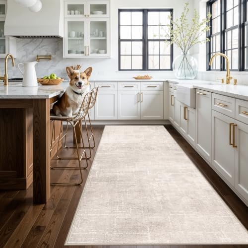 Hallway 4x10 Washable Runner Rug:Stain Resistant Abstract Rug by HYHAOYUNLAI