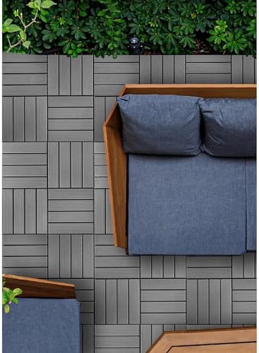 FloorPops Straight Groove Interlocking Deck Tiles, Light Grey - Image 5