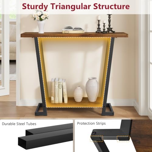 Tajsoon 2 Tier Narrow Console Table, 31.5'' Entryway Table, Rustic Brown - Image 5
