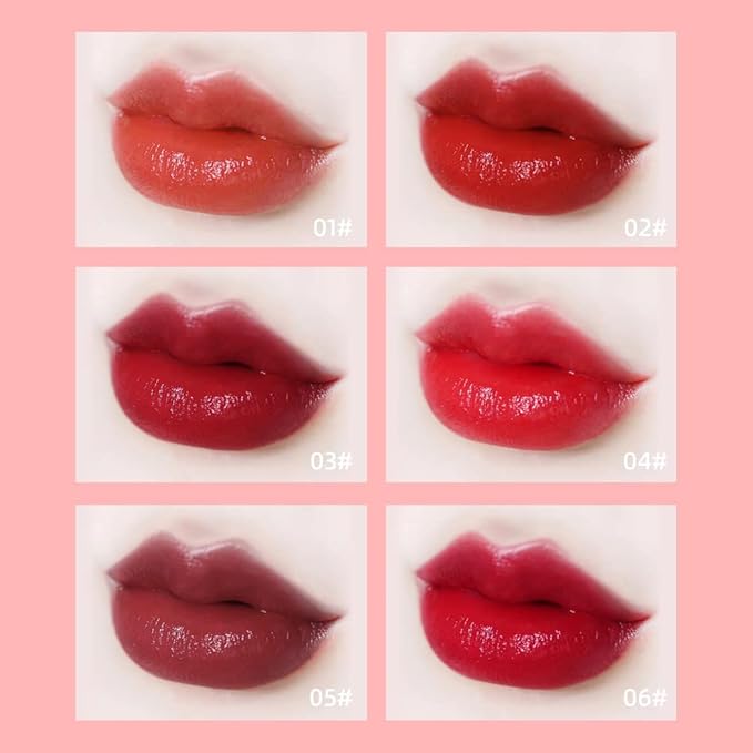 Miniling 6 Colors Lip Tint Stain Set，Korean Gloss Plumping Mini Liquid Lipstick，Multi-use and Cheek Tint，Long lasting Non-Stick Cup Waterproof, High Pigment, Vivid Color, Makeup, 1.0 Count