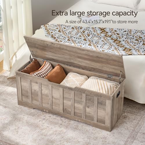 VANKILEY 47.2" Storage Chest Extra Large, Wooden Storage Bench. - Image 5