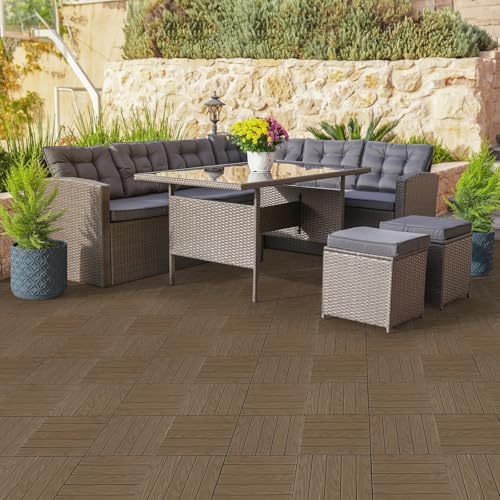 27 PCS Interlocking Deck Tiles, 12x12 PE Plastic Patio Flooring, Outdoor & - Image 3