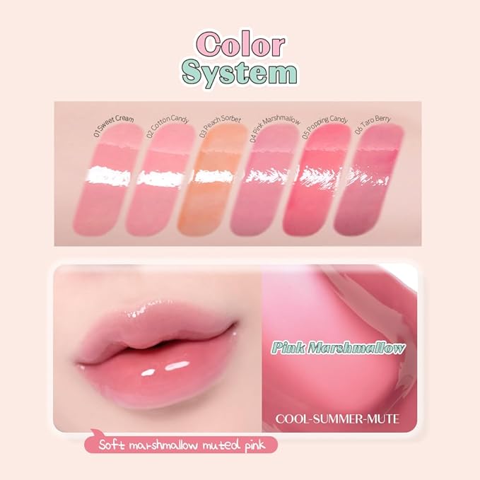 ETUDE Over Glowy Lip Gloss #4 Pink Marshmallow | Non-Sticky Vegan Lip Tint | Moisturized & Long-lasting Lip Gloss | Daily Tint for Dry Lips, Korean Makeup, K-beauty, Perfect for Gift