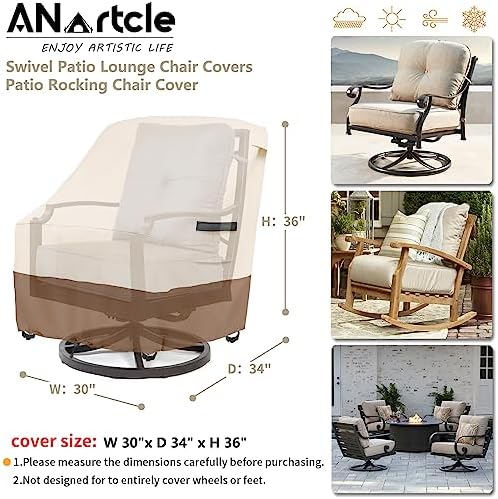 ANartcle Patio Chair Covers, 600D Waterproof Heavy Duty Outdoor Lawn Patio - Image 3
