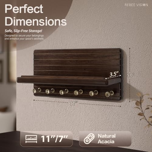 Rebee Vision Acacia Wood Key Holder Wall Mount - Image 2