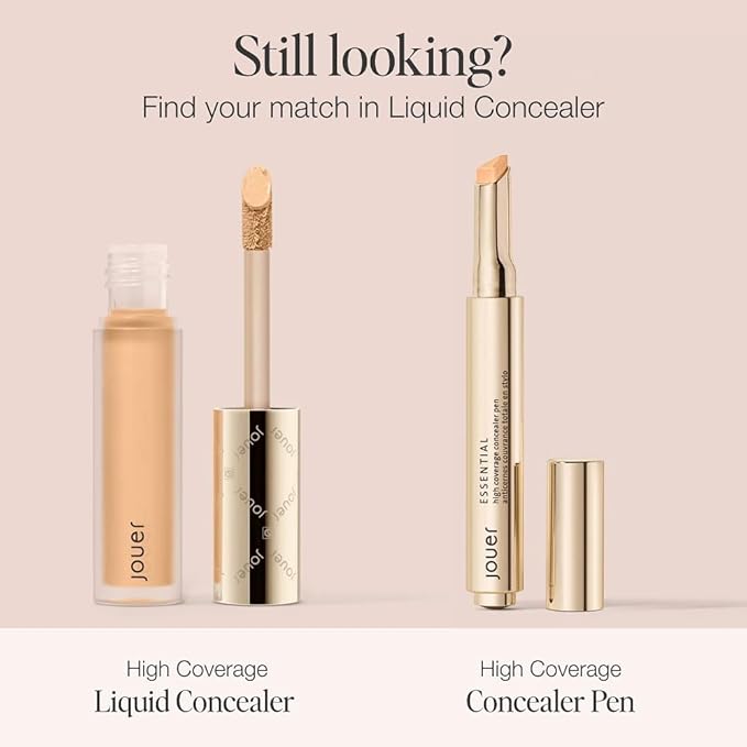 Jouer Essential High Coverage Liquid Concealer - Brightening Concealer - Color Corrector for Under Eye Dark Circles, Spot Coverage, and Eye Primer - Soft Matte Finish, Coffee