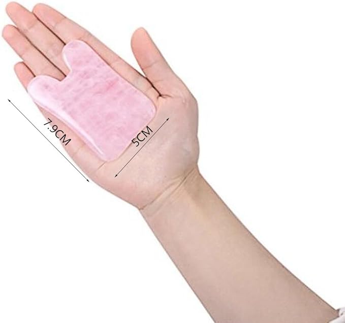 Feng Shui Pink Rose Quartz Gua Sha Board-Therapeutic Relief and Skin Renewal -Premium All Natural Handmade Healing Stone W3462