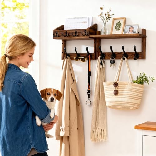 27" Wooden Wall Mounted Coat Rack - Image 6