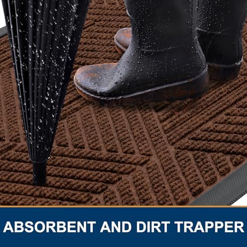 Smiry Front Door Mat Outside Entrance, Low Profile Rubber Doormat - Image 3