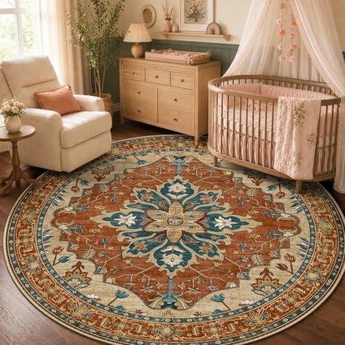 RELEANY Washable Area Rug, Round 5ft by RELEANY