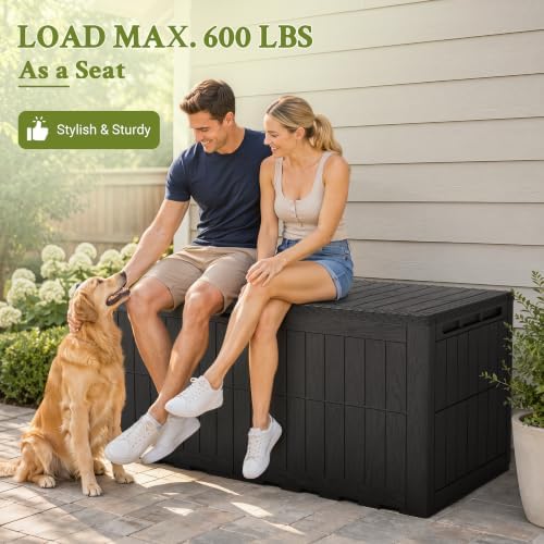 Flamaker 220 Gallon Large Outdoor Storage Box Waterproof, XL Resin Deck Box - Image 2
