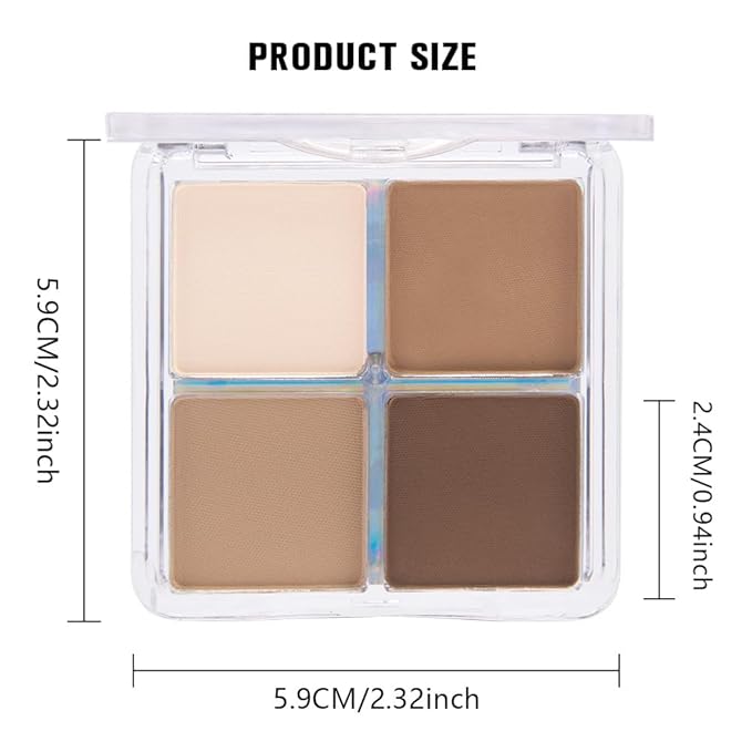 Powder Eyeshadow Quad, Beige Nude Taupe Brown Matte Eye Shadow Palette Makeup, Neutral Vegan Shimmer Quads Eye Shadow Palette for Older Women Pigmented Waterproof, paleta de sombras de ojos, 15