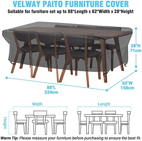 Patio Furniture Covers Waterproof Outdoor Table Cover 88"L x 62"W x 28"H - Image 6