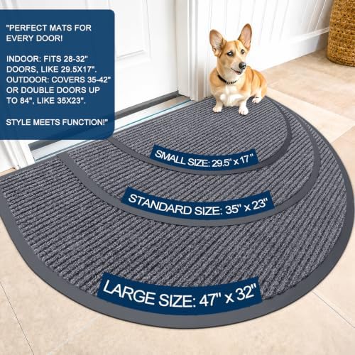 OLANLY Half Circle Front Door Mat 40x32, Waterproof Heavy-Duty Doormat - Image 2