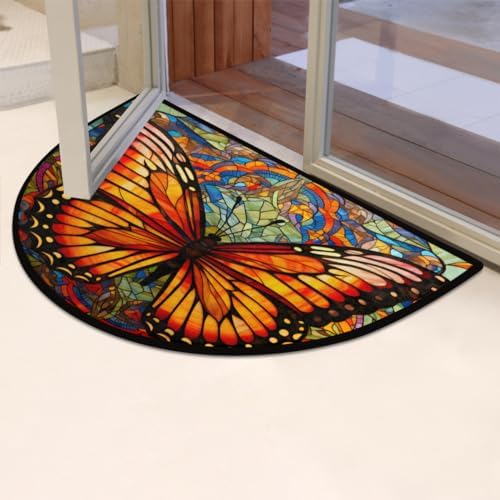 cfpolar Half Round Door Mat Semi Circle Non-Slip Bathroom Floor Rug, Beautiful - Image 6