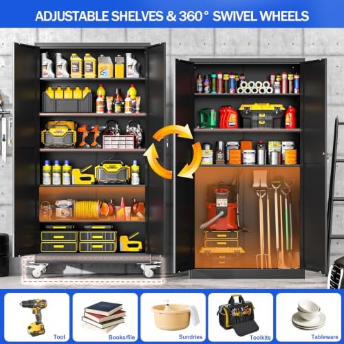 GAIOUS 79” Tall Metal Garage Storage Cabinet - Image 3