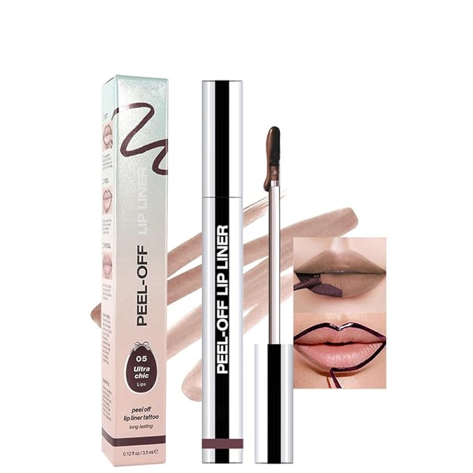 Matte Liquid Lip Stain Peel Off Lip liner Tattoo, Dark Brown Matte Peel Off Lip Stain, Long Lasting Waterproof Lipstick Lip Gloss Stain, Transfer-proof for All Skin Types, 0.12 fl oz 05#