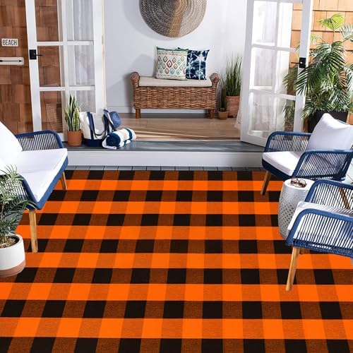 Buffalo Plaid Outdoor Rugs, Layering Rug - Image 4