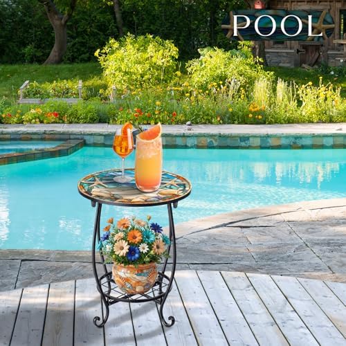 Cinnvoice Outdoor Side Table Small End Patio Porch Table - Image 5