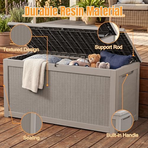 Outdoor Storage Box, 380 Gallon Waterproof Resin Deck Box - Image 3