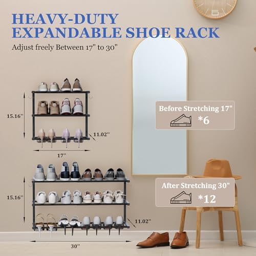 3 Pack Wall Mounted Shoe Rack, 3 Tier Hanging Shoe Rack Holds 36 Pairs - Image 2