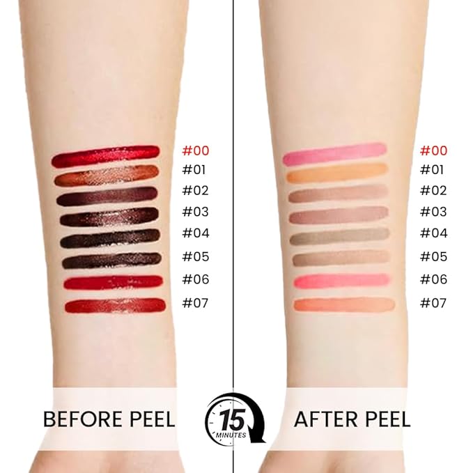Peel Off Matte Liquid Lip Gloss Stain-Lip Liner with Tweezer, Delicate Pink Peel Off Lip Stain, Long Lasting & Waterproof Lipstick Tattoo, Transfer-Proof Lip Gloss for All Skin Types (00#, 1Pcs)