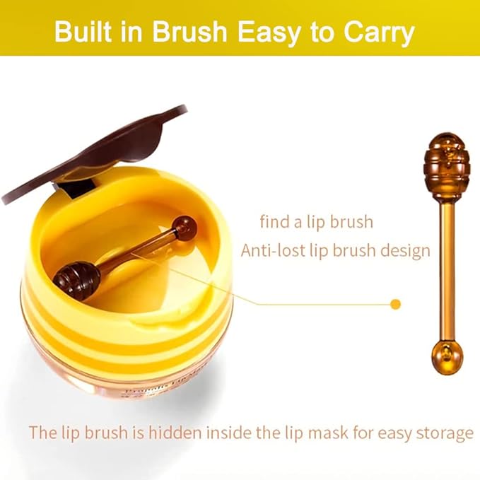 Bee Lip Balm Honey Pot, Exfoliating Honey Propolis Lip Mask, Hydrating & Prevention Dry and Cracked Lip Scrubs Exfoliator Lip Sleeping Mask Reduces Lip Lines Nourishing Lip Care Mask