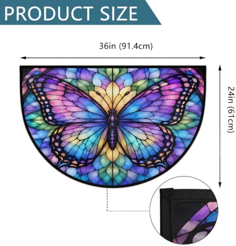 Butterfly Half Round Door Mat Outdoor Doormat Bedroom Entrance Rug A22 - Image 3