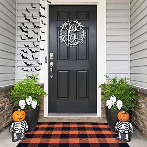Fall Décor Orange and Black Plaid Rug, Hand-Woven Rug - Image 3