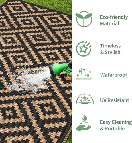 GENIMO Outdoor Rug, Waterproof Plastic Rugs 9'x18' - Image 5