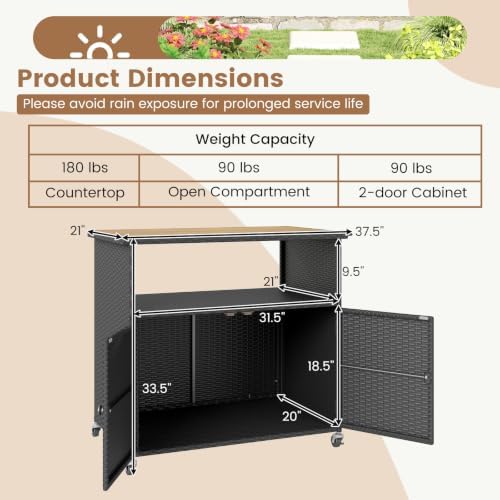 Tangkula Rattan Outdoor Storage Cabinet - Image 3