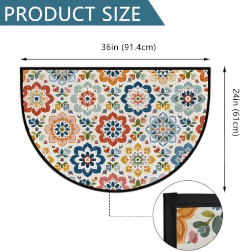 Bohemian Half Round Door Mat Outdoor Doormat Bedroom Entrance Rug A2 - Image 3