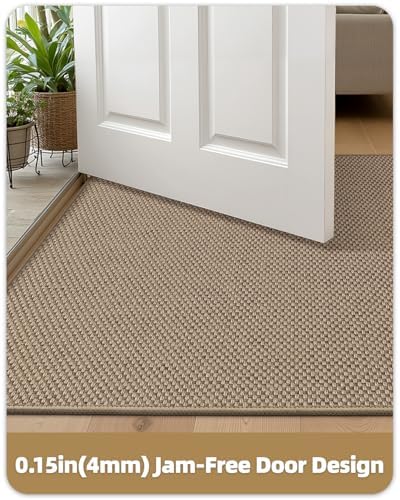 Color&Geometry Ultra-Thin Indoor Door Mat, Heather Dark Beige - Image 3