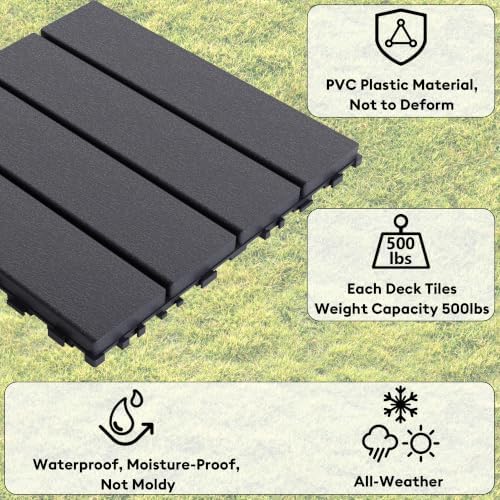 44 Pack Plastic Interlocking Patio Deck Tiles Waterproof All Weather - Image 5