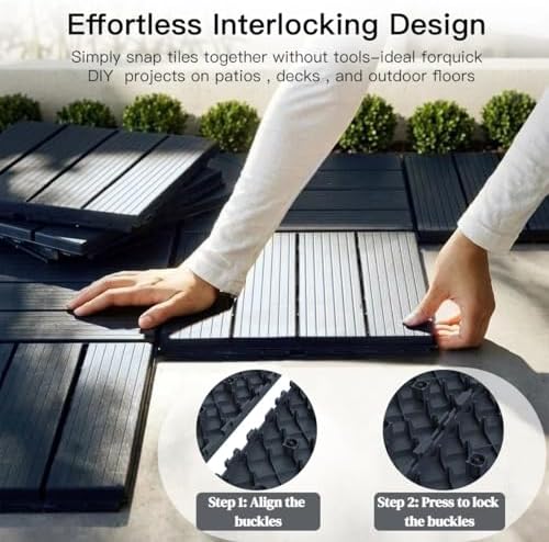 Interlocking Deck Tiles 44 Pack, Plastic Outdoor Deck Tiles - Image 4