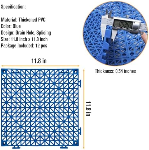 12 Pcs Drainage Mat Modular Interlocking Cushion 11.8" x 11.8" Interlocking - Image 2